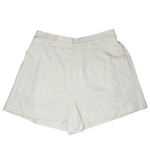 Madewell Womens Pull On Linen-Blend Elastic Waist Shorts Pockets Beige Med NWT